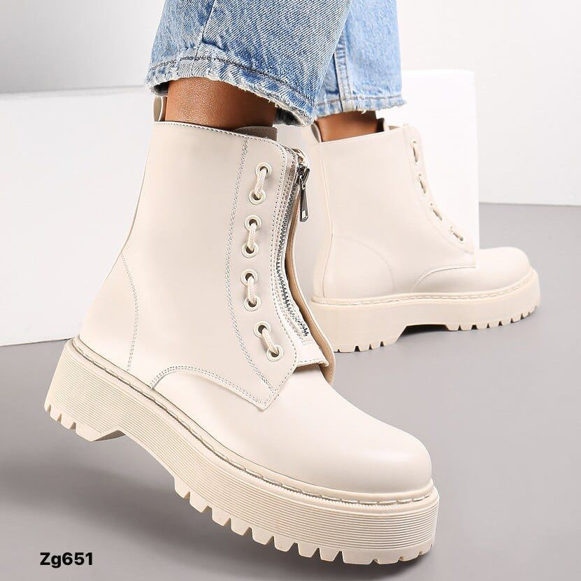 Botin beige cierre frontal suela 4cm RQ-28 C-59